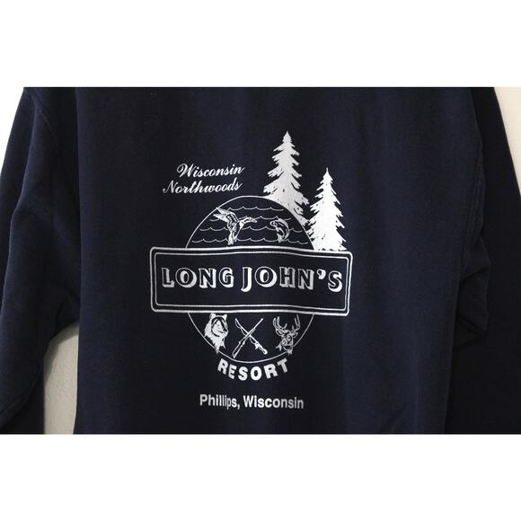 Vintage Phillips Wisconsin Northwoods Long John's Resort Sweatshirt Large - Picture 2 of 4